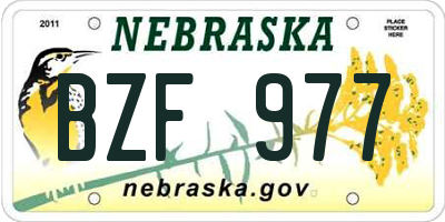 NE license plate BZF977