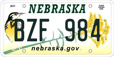 NE license plate BZF984