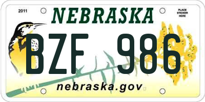 NE license plate BZF986
