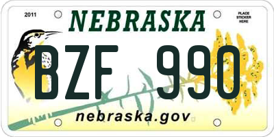 NE license plate BZF990