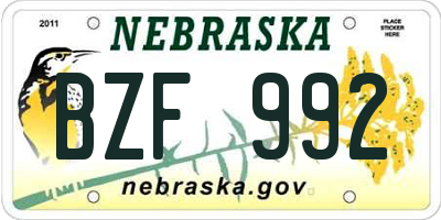 NE license plate BZF992