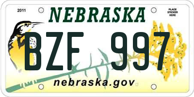 NE license plate BZF997