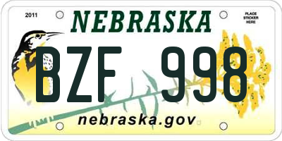 NE license plate BZF998