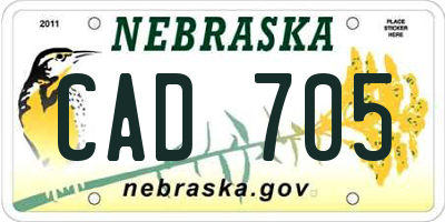 NE license plate CAD705
