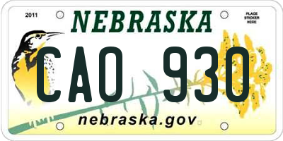 NE license plate CAO930
