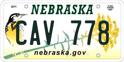 NE license plate CAV778