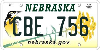 NE license plate CBE756