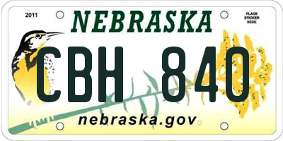 NE license plate CBH840
