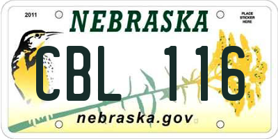 NE license plate CBL116