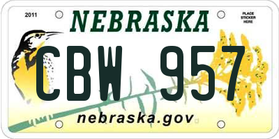 NE license plate CBW957