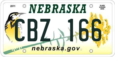 NE license plate CBZ166