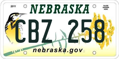 NE license plate CBZ258