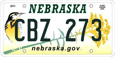 NE license plate CBZ273