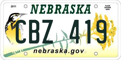 NE license plate CBZ419