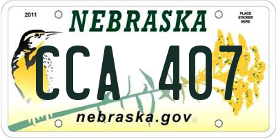 NE license plate CCA407