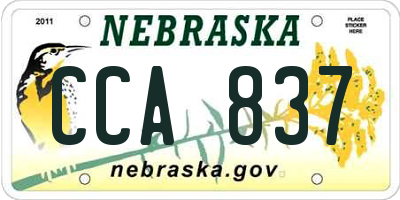 NE license plate CCA837