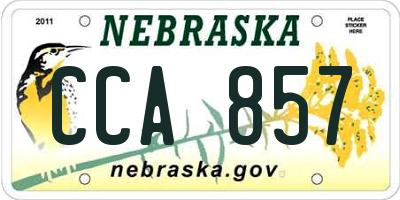 NE license plate CCA857