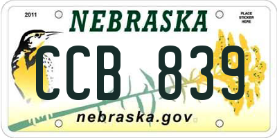 NE license plate CCB839