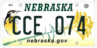 NE license plate CCE074