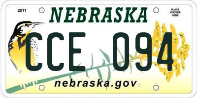 NE license plate CCE094