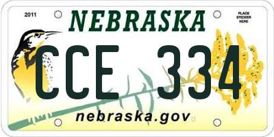 NE license plate CCE334