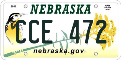 NE license plate CCE472