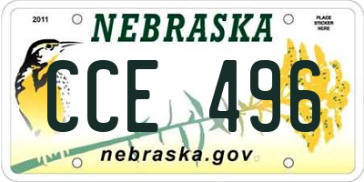 NE license plate CCE496