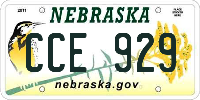 NE license plate CCE929