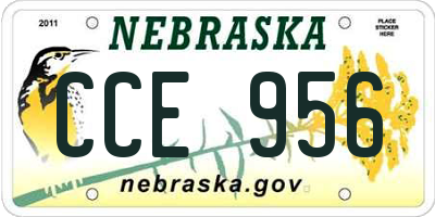 NE license plate CCE956
