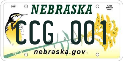 NE license plate CCG001