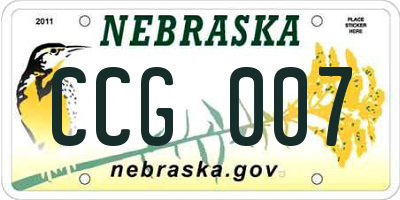 NE license plate CCG007