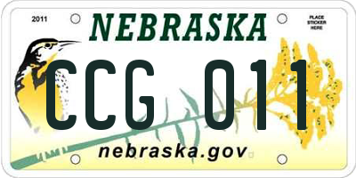 NE license plate CCG011