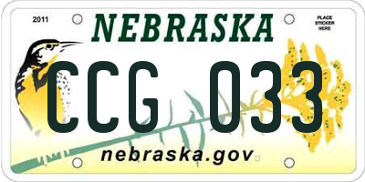 NE license plate CCG033