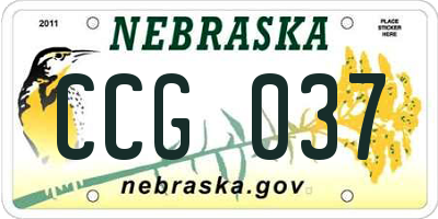NE license plate CCG037