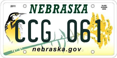 NE license plate CCG061