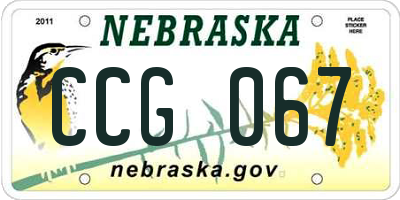 NE license plate CCG067