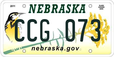 NE license plate CCG073
