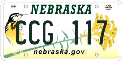 NE license plate CCG117