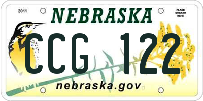 NE license plate CCG122