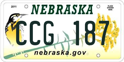 NE license plate CCG187