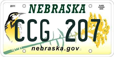 NE license plate CCG207