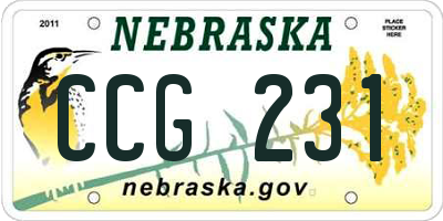 NE license plate CCG231