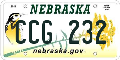 NE license plate CCG232