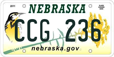 NE license plate CCG236