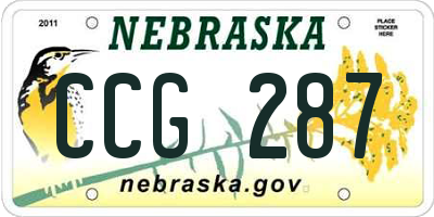 NE license plate CCG287
