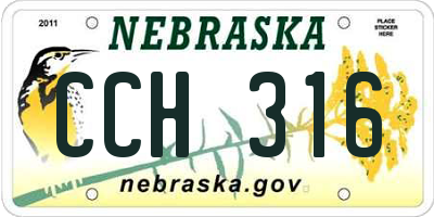 NE license plate CCH316