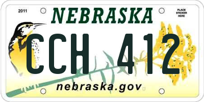 NE license plate CCH412