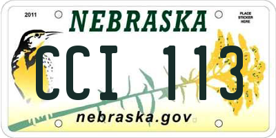 NE license plate CCI113