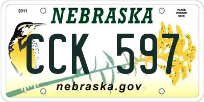 NE license plate CCK597