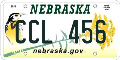 NE license plate CCL456